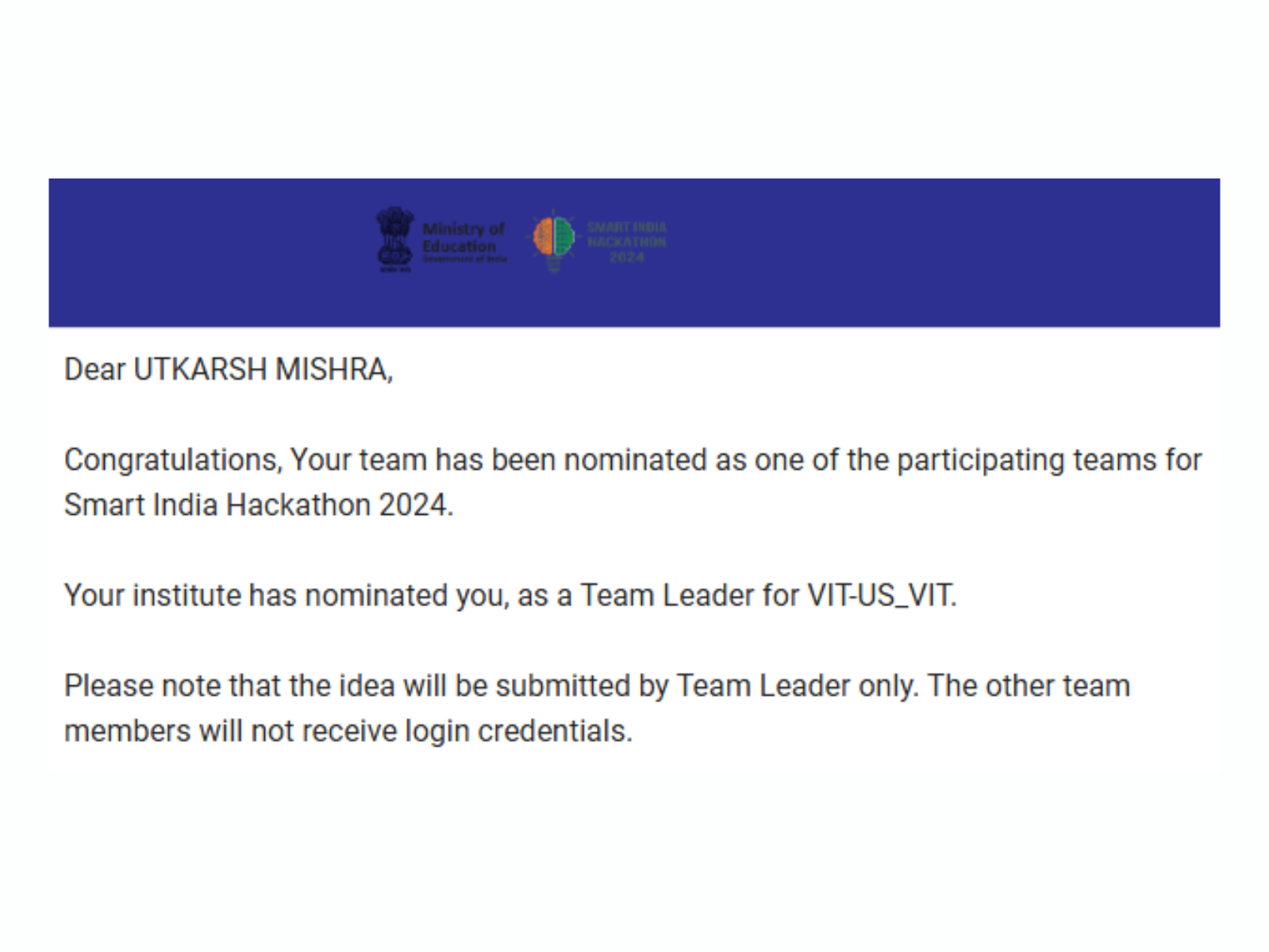 SIH 2024 Finalist Award